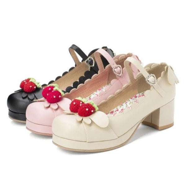 Berry Babe Mary Janes Lolita Shoes Heels