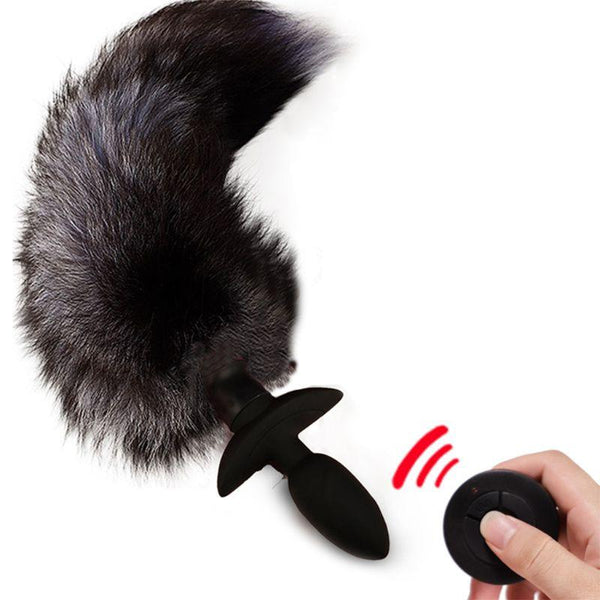 Rechargeable Vibrating Fox Tail Anal Plug Butt Plug Tails