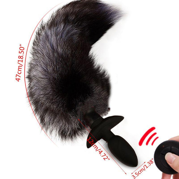 Rechargeable Vibrating Fox Tail Anal Plug Butt Plug Tails