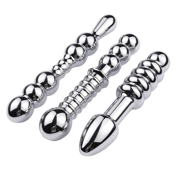 3 Styles Large Metal Anal Beads Butt Plug Dildo Sex Toy Non Vibrating Butt Plugs