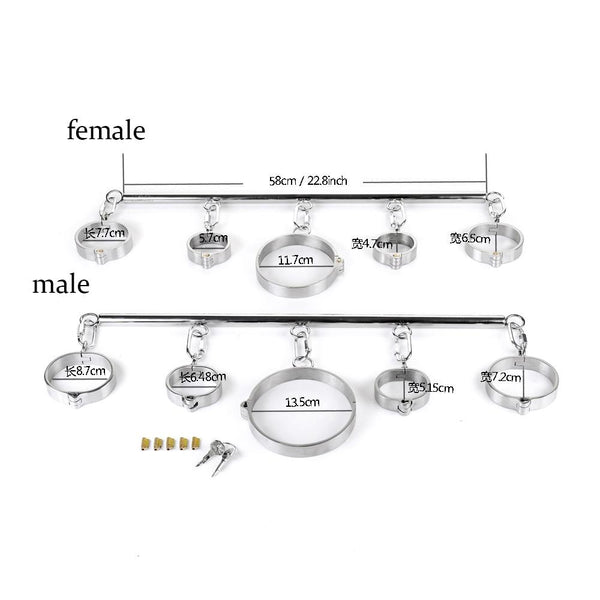 Stainless Steel Spreader Bar Shackles With Collar And Cuffs  Toys Spreader Bars