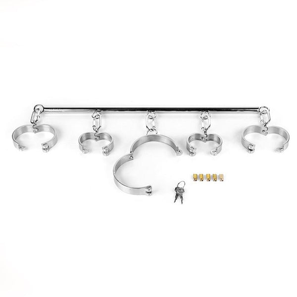 Stainless Steel Spreader Bar Shackles With Collar And Cuffs  Toys Spreader Bars