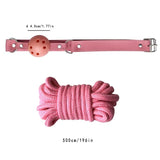 Black / Pink Bdsm Sex Kit Bondage Handcuffs Leash Whip Gag Nipple Clamps
