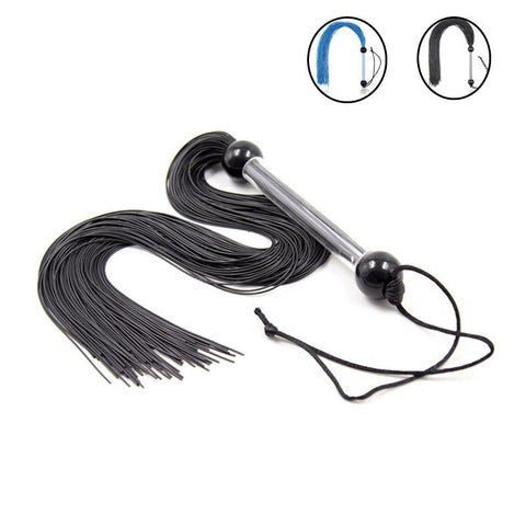 Black / Blue Silicone Tails Flogger Riding Crop Sex Whip Impact Toy Bdsm