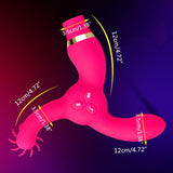 3 In Pink Sucking Vibrating Licking Vibrator Rechargeable Clitoral Suction