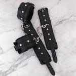 Black Bdsm Kits Flogger Tail Cuffs Collar Rope Paddle Gag Bondage