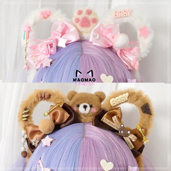 Plush Teddy Bear Ears Headband Lolita Ddlg Cosplay Abdl