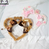 Handmade Sweet Lolita Plush Teddy Bear Ears Headband Ddlg Cosplay