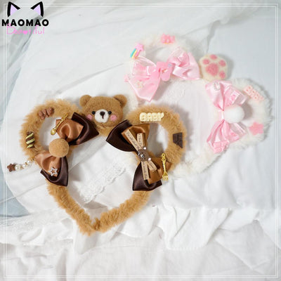 Plush Teddy Bear Ears Headband Lolita Ddlg Cosplay Abdl