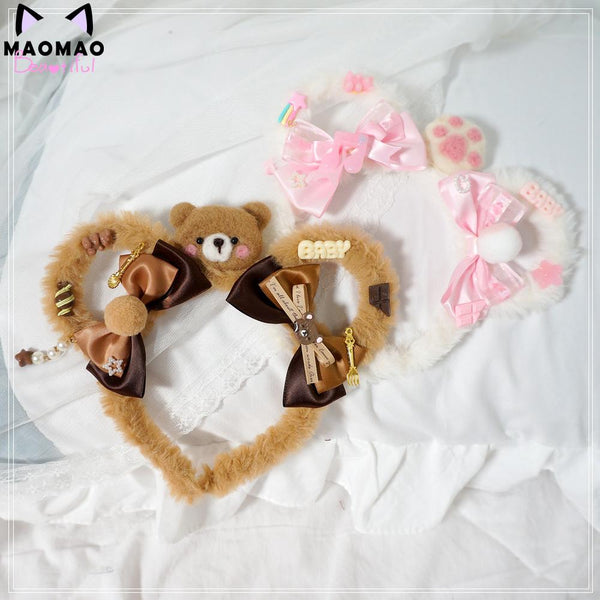 Plush Teddy Bear Ears Headband Lolita Ddlg Cosplay Abdl