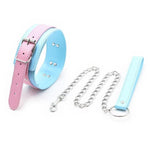 Cute Pastel Pink And Blue Collar With Leash Bdsm Puppy Pet Play