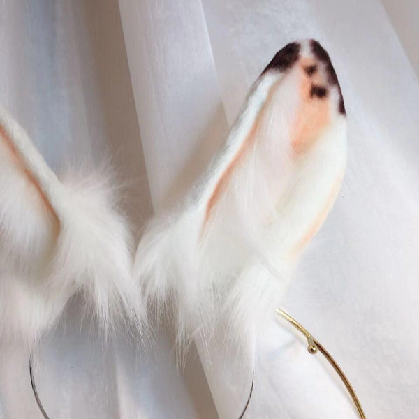 Speckle Rabbit Ears Headband White Tail  Pet Play Cosplay Hair Accessories