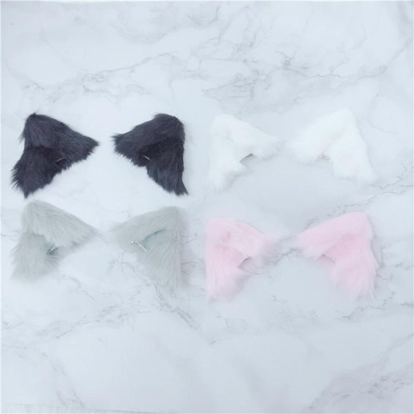 Lolita Cosplay Faux Fur Ears Hairclips Anime Neko Costume Clip Ddlg Abdl