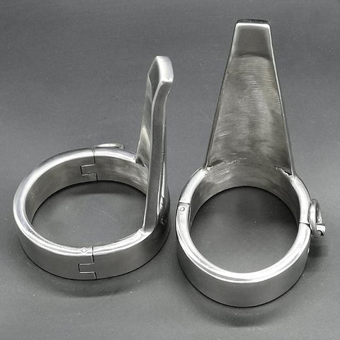 Stainless Steel Heavy Bondage Ankle Cuffs Foot Torture Forced Wear Heels
