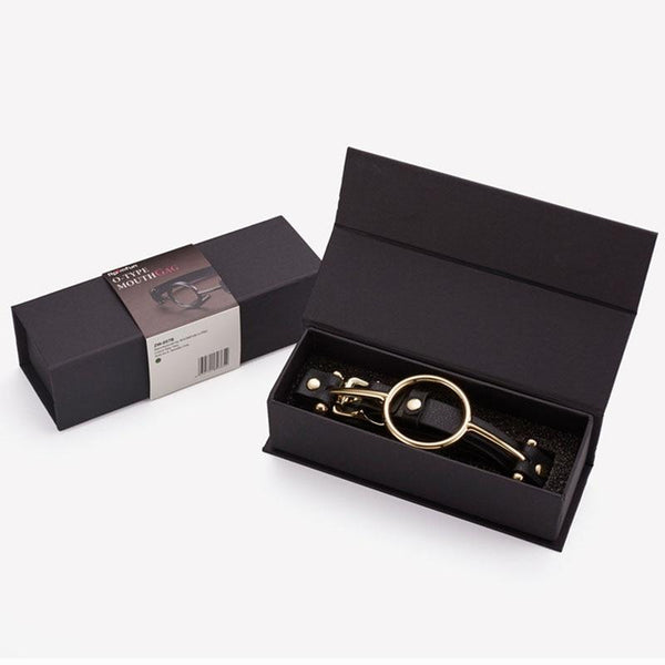 Leather Metal O'ring Tongue Depressor Deep Throat Training Gag  Gags