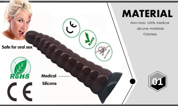 Faak 25Cm Silicone Dildo Butt Plug Anal Sex Toy Brown Pink 5.2Cm Thick Realistic Dildos