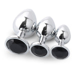 3Pcs Stainless Steel Metal Butt Plug Rhinestone Jewel Toys Anal Training