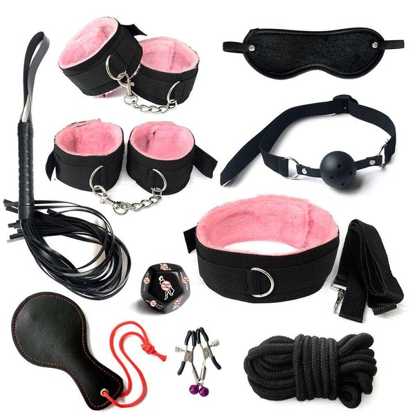 Beginners 10 Piece  Restraints Starter Kit Set Pink Purple Black  Starter Kits