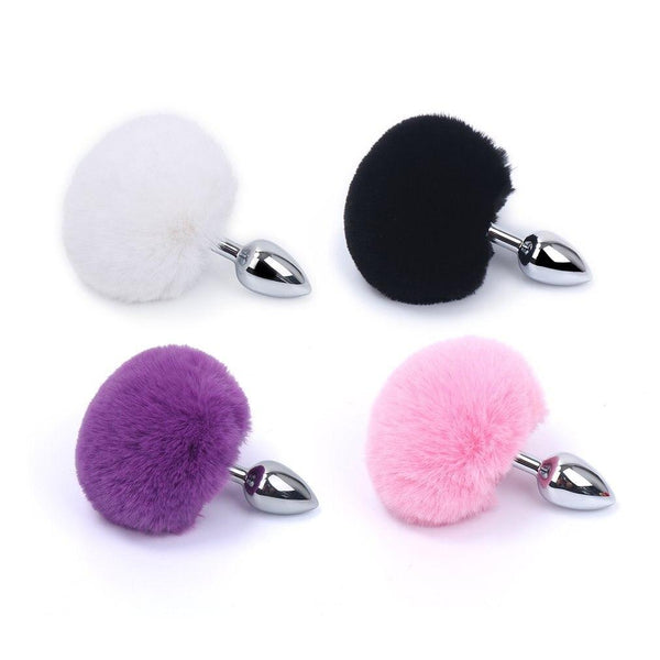 White Or Pink Bunny Tail Butt  Pet Rabbit Cosplay Metal Anal Plug Butt Plug Tails