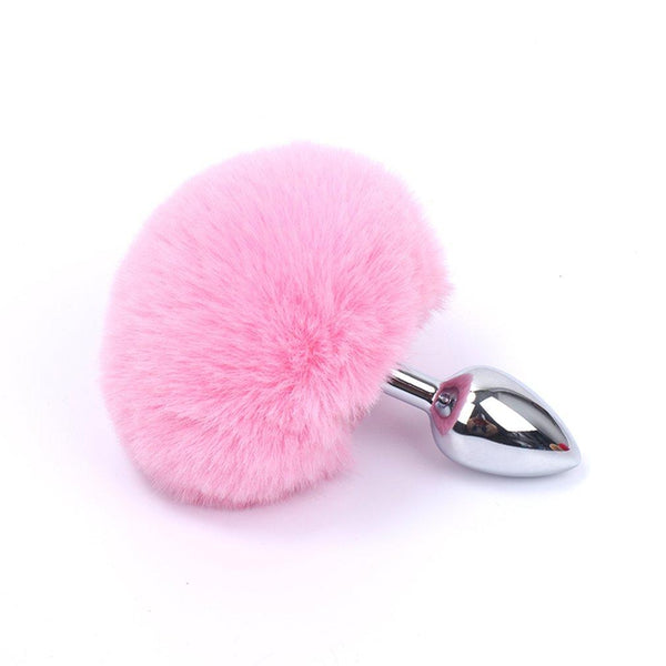 White Or Pink Bunny Tail Butt  Pet Rabbit Cosplay Metal Anal Plug Butt Plug Tails