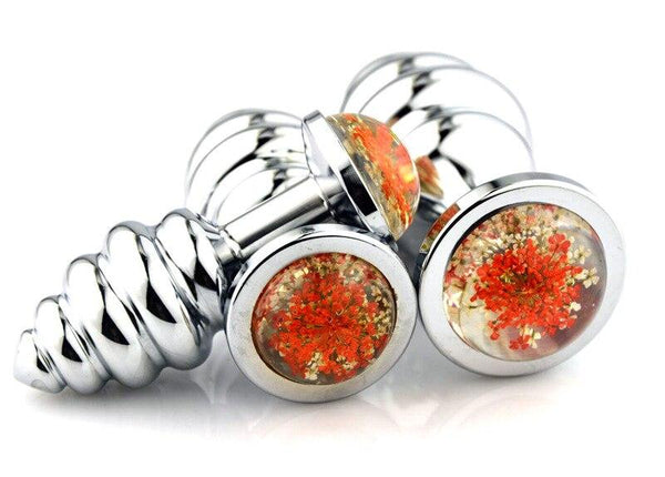 3Pcs / Set Spiral Flower Crystal Butt Plug Anal Sex Toys For Couples Non Vibrating Butt Plugs