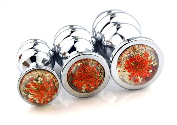 3Pcs / Set Spiral Flower Crystal Butt Plug Anal Sex Toys For Couples Non Vibrating Butt Plugs