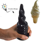 Faak 15.8Cm 6.2Inch Ice Cream Dildo Dong Rubber Sex Toy 6.4Cm Thick Butt Plug Black