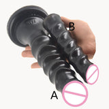 Faak 17Cm 6.7Inch Double Twist Dildo Dong Rubber Sex Toy 3Cm Thick Butt Plug Black