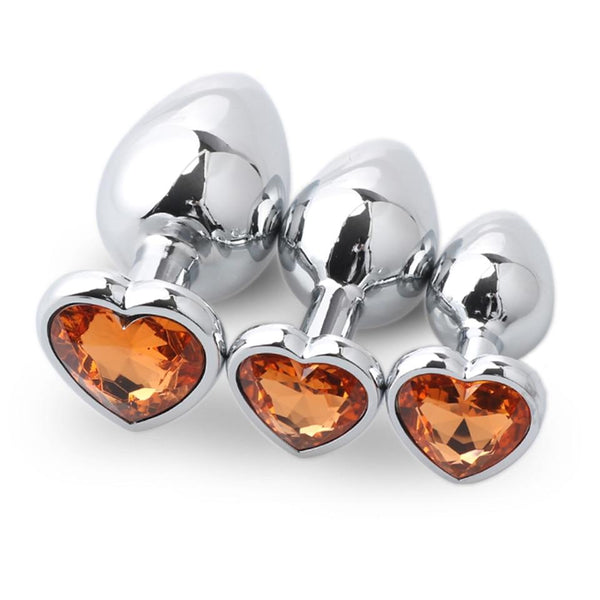 3Pcs / Set Butt Jewellery Heart Metal Anal Plug Sex Toys Women Non Vibrating Butt Plugs