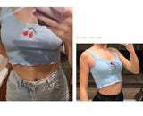 Sexy Baby Blue Summer Sleeveless Cropped Tank Top For Women