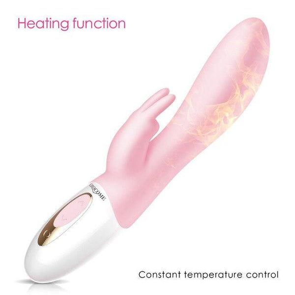 Pink Silicone Heating Rabbit  Rechargeable G Spot Clitoris Vibrations Sex Toy Rabbit s