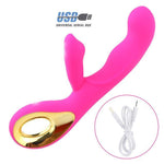 Fun Pink Vibrator G Spot Vibrating Rabbit Wand Silicone Usb Charging Sex Toys For Women