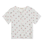 Little Flower Summery Crop Top With Buttons Kawaii Shirt Women
