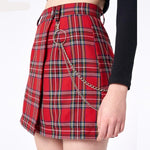 Vintage Red Plaid Mini Punk Goth Casual Skirt Women