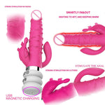 Triple Stimulation Pink Rabbit Vibrator Female Masturbation Sex Toy