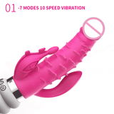 Triple Stimulation Pink Rabbit Vibrator Female Masturbation Sex Toy
