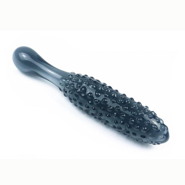 Black Granules Glass Anal Double Dildo Butt Plug Sex Toy Couples Glass Dildos
