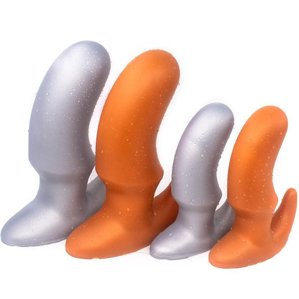 Big Silver Gold Horn Dual Density Huge Butt Plug Anal Dilator Non Vibrating Butt Plugs