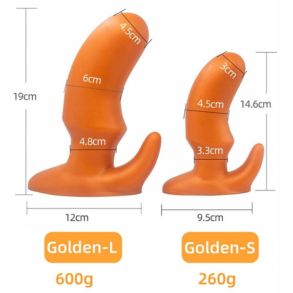 Big Silver Gold Horn Dual Density Huge Butt Plug Anal Dilator Non Vibrating Butt Plugs