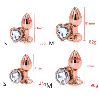 Rose Gold Metal Butt Plug Jewellery Rhinestone Anal Sex Toys Non Vibrating Butt Plugs
