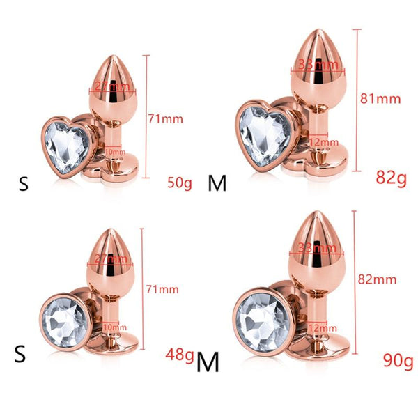 Rose Gold Metal Butt Plug Jewellery Rhinestone Anal Sex Toys Non Vibrating Butt Plugs