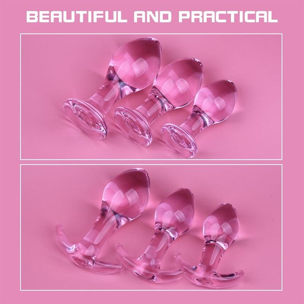 Beautiful Pink Glass Anal Butt Plugs Pretty Sex Toys Non Vibrating Butt Plugs