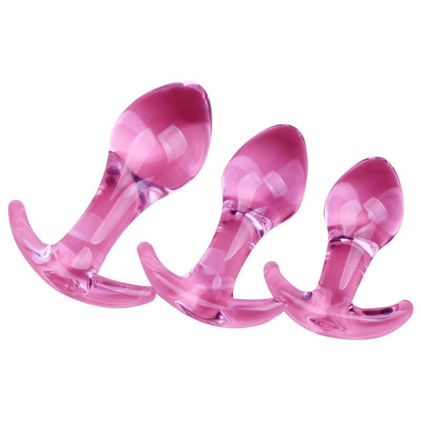 Beautiful Pink Glass Anal Butt Plugs Pretty Sex Toys Non Vibrating Butt Plugs
