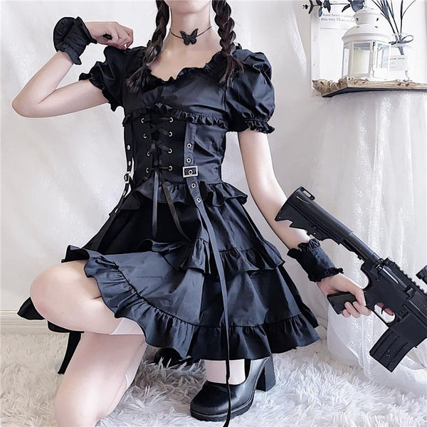Victorian Renaissance Black Gothic Lolita Dress Women Dresses