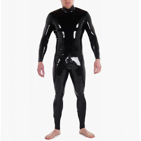 Custom Latex Catsuit For Men With Crotch Zipper