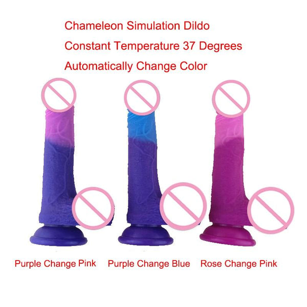 Temperature Colour Changing Realistic Silicone Dildo Sex Toy Realistic Dildos