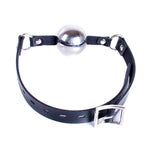 42Mm Stainless Steel Ball Gag With Faux Leather Harness Bondage Toys