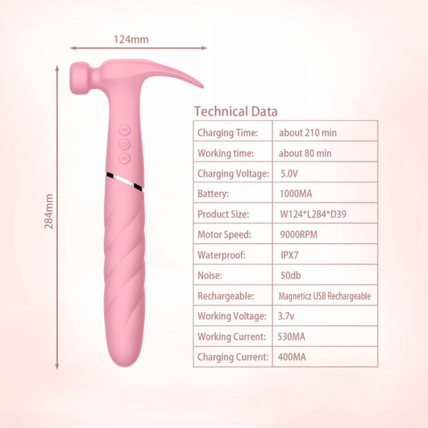 Novelty Double Ended Hammer Rechargeable Triple  Female Sex Toy G Spot s