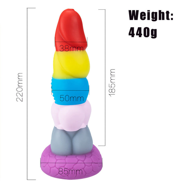 Rainbow Liquid Silicone Suction Cup Colourful Dildo Sex Machine Attachments