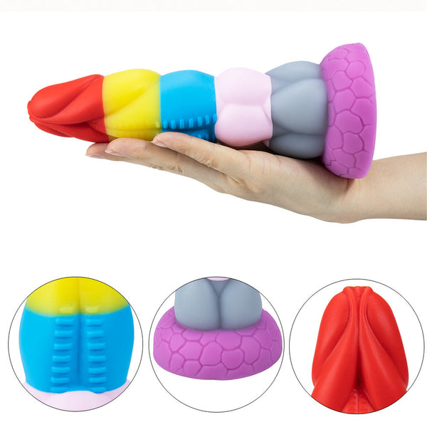 Rainbow Liquid Silicone Suction Cup Colourful Dildo Sex Machine Attachments